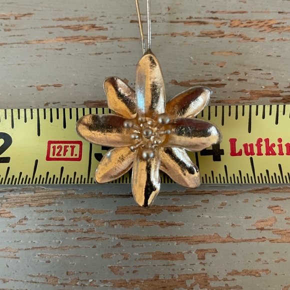 Golden Wire Hooks Suspended Flower Blossoms Matte Gold Tone Statement Earrings - Picture 9 of 10